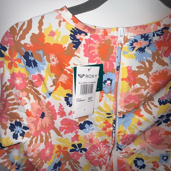 NWT Roxy Women's Onesie Rashguard Floral Long Sleeve One Piece Swimsuit Size L - Picture 4 of 5